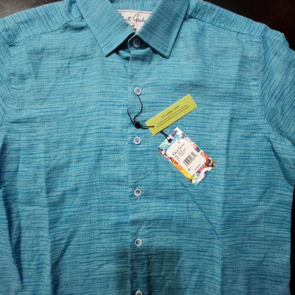 ROBERT GRAHAM Teal Blue Long Sleeve Shirt Size XL Brand New w/ Tags